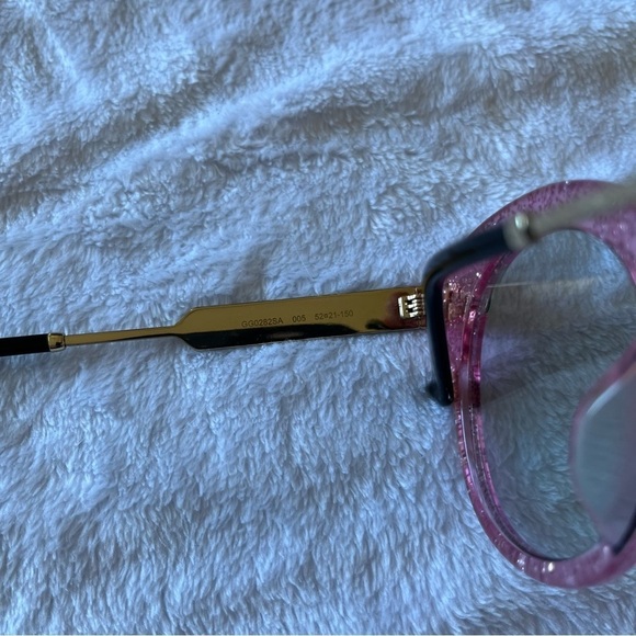 GUCCI GG0282SA Sunglasses Round Frame Web Pink Glitter Light Azure Acetate new - Picture 13 of 15